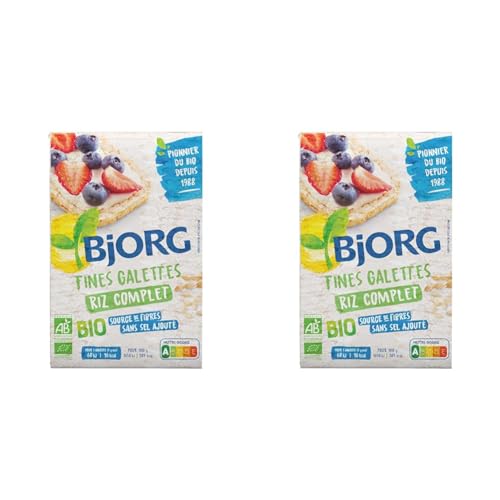 BJORG - BJORG - Fines Galettes De Riz Complet - Source De Fibres - Sans Sel Ajouté - 130 g (Lot de 2) - -3%