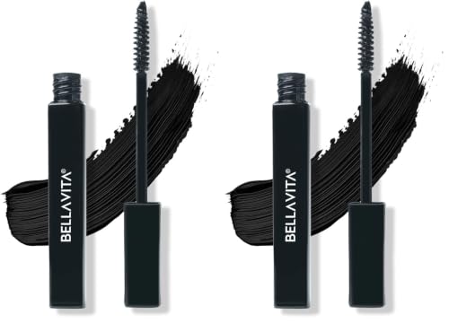 Image of BELLAVITA Intense Drama Waterproof Mascara 8ml | Lengthening & Volumizing Mascara | Curl Lock Formula | Smudge-Proof | Waterproof | Jet Black (Pack of 2)
