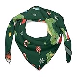 DGTXWIT Silk Scarfs Christmas Dinosaur Sea Santa Hat Square Scarves 27