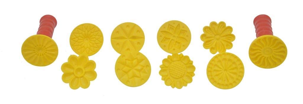 APOLLINE INDIA® 1.5 Inch Peda Sweet Stamping 10 Design Combo - Big, Multicolor, Round Design Manual Mava Mold 2