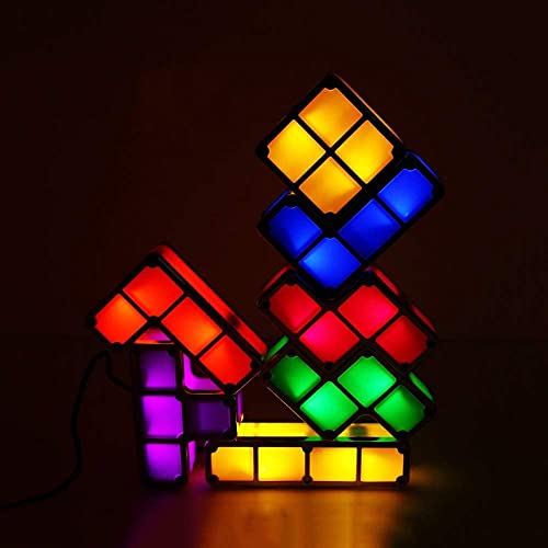 Justup Tetris Lampe 3D DIY LED Tetris Veilleuse Empilable 7 Couleurs Capteur Locking Lampe Cover