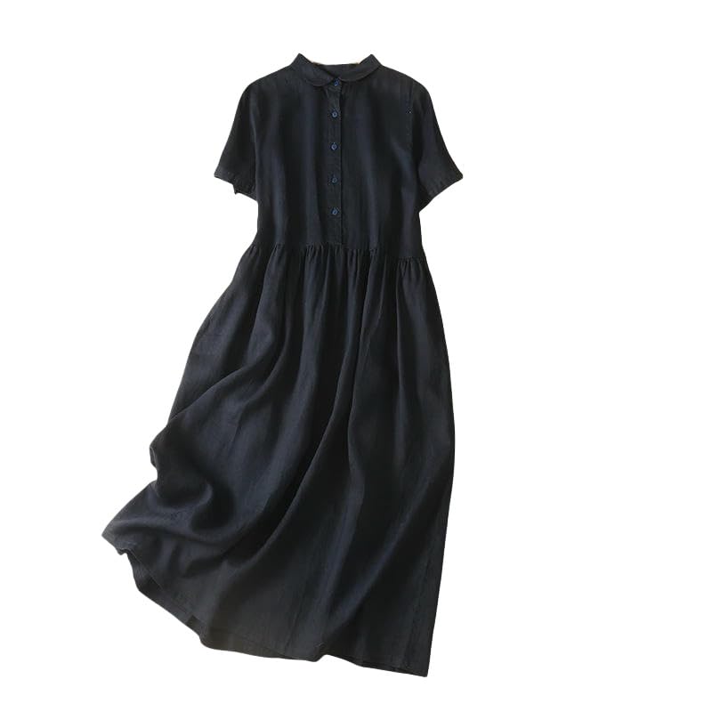 Robe en coton et lin JYHBHMZG décontractée et confortable pour femme