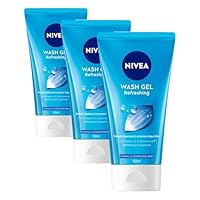 NIVEA Refreshing Face Wash Gel Cleanser 150ml | with Vitamin E & Hydramine | For Normal & Combination Skin | Gentle Daily Face Cleanser | Vegan Formula | Removes Impurities (Pack of 3)