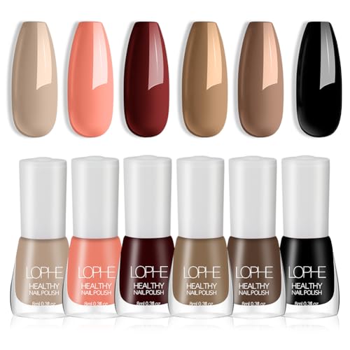LOPHE Kit de Esmalte de Uñas - 6 Colores de Secado Rápido, Pintauñas Brillante, Fácil Aplicación, Bajo Olor, Base de Agua, B
