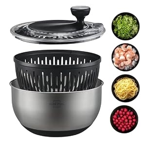 SILBERTHAL – SILBERTHAL Salatschleuder Edelstahl 4,5l groß & rutschfestem