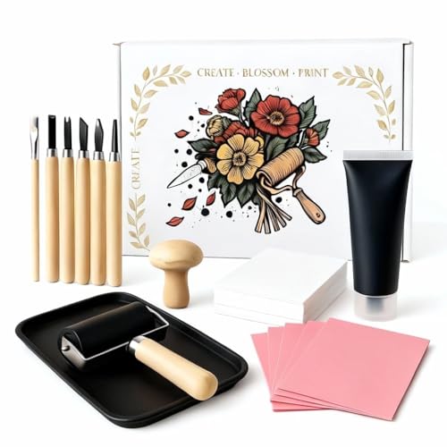 Kit de linogravure complet avec gouges de sculpture et rouleau encreur brayer - 2