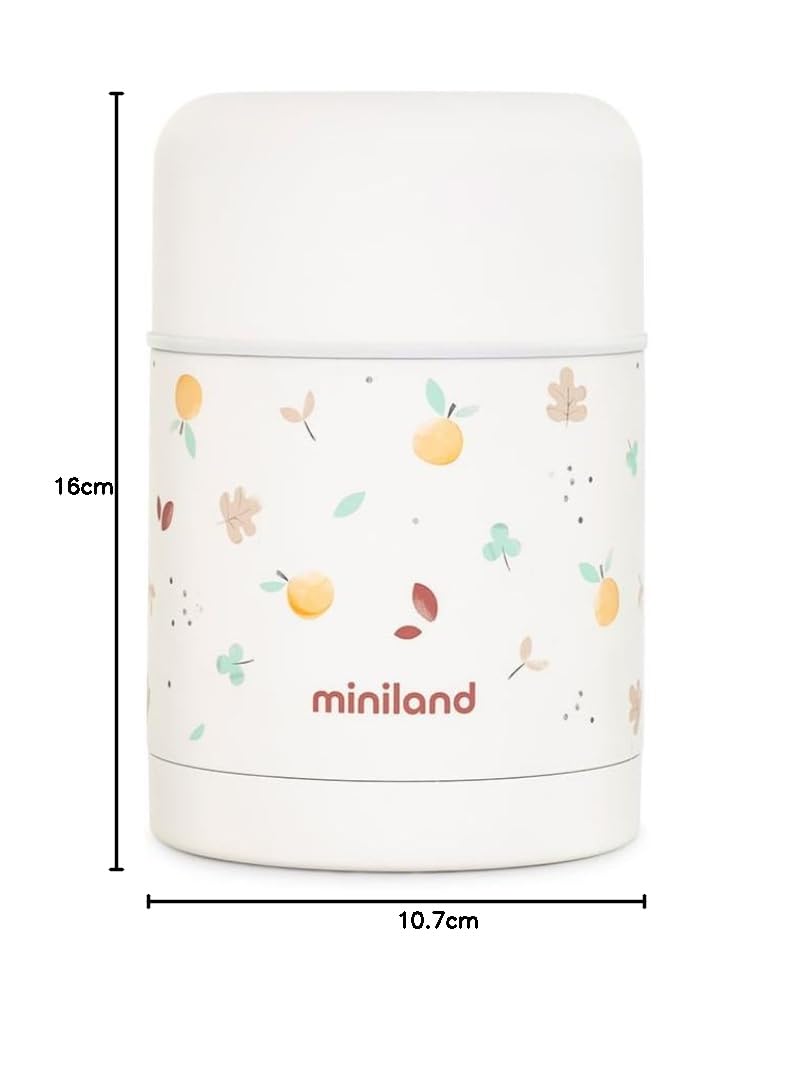 Miniland Thermos Valencia 600ml. Thermos pour aliments solides, avec double couche d'acier qui maintient la température des aliments pendant des heures
