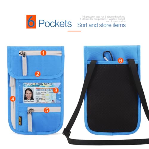 Image of Neck Wallet Lightweight RFID Blocking Waterproof Travel Pouch Passport Wallets for Women Men