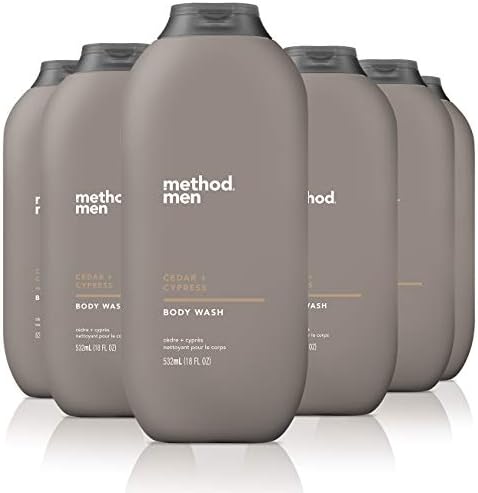Method Men Body Wash, Cedar + Cypress, Paraben and Phthalate Free, 18 FL Oz (Pack of 6)