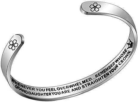 ACAROMAY Inspirational Cuff Bangle Bracelet Birthday Christmas Gift Whenever You Feel Overwhelmed Straighten Your Crown