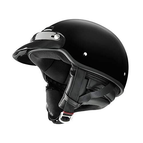 Raider Deluxe Half Helmet (Gloss Black, Small)