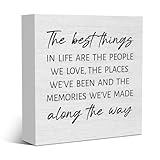 Inspirational the Best Things Family Quote Home Accessories Decor Rustic Wooden Box Sign Desk Decor for Family Friend Table Shelf Wall Living Room Bathroom Farmhouse Office Wood Block Plaque Box Sign