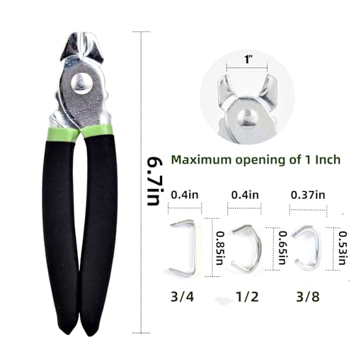 Tfutlt Hog Ring Pliers Kit With 270 Pcs 3/4 Inch 1/2 Inch 3/8 Inch Galvanized Steel Hog Rings,Hog Ring Pliers Kit For Auto Upholstery And Fencing,Bagging,Diycraft,Furniture thumb #3