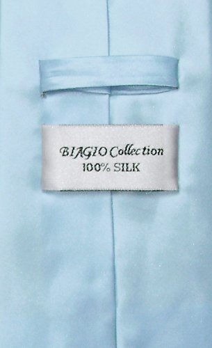 Men's SILK Dress Vest & NeckTie Solid BABY BLUE Color Neck Tie Set4