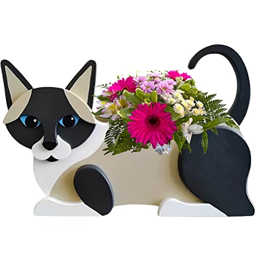 strolfay Cat Flower Planter Gifts for Women,Cute PVC Cat Planters,Flower Pots Indoor Outdoor,Garden Planter for Birthday,Office,Pet Lovers 12.5 * 5.6 * 7.8in(Siamese Cat)