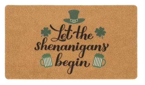 Tapete para puerta del día de San Patricio, trébol verde, tapete de puerta delantera, felpudo irlandés de fibra de coco para el hogar, interior y exterior, 43 x 73 cm