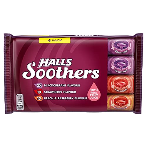 HALLS Soothers Assorted Blackcurrant Peach & Strawberry (Pack of 4)
