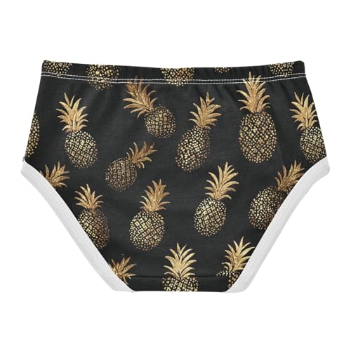 Wusikd Pineapples Girls' Underwear Cotton Black Golden Colors Girls Briefs Soft Toddler Underwear 2T2
