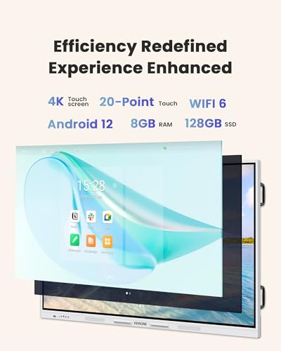 Image of Interactive Smart Board for Classroom, 85 inch 8+128 GB Electronic Digital Whiteboard Built-in Google EDLA-Certified Android 14 OS - 4K Touchscreen Smartboard for Home Office School Studio Display