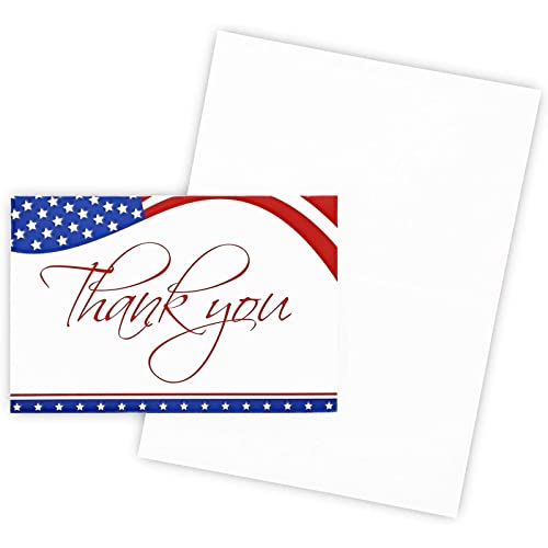 Pipilo Press 120 Pack Patriotic Thank You Cards With Envelopes, Bulk American Flag Notecards For Military Veterans, Memorial Day (4X6 In) #TOP6