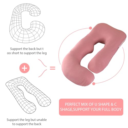 BATTOP Pregnancy Pillow for Sleeping,Maternity Pillow with Cooling Removable Cover,Support for Back,Legs,Belly,HIPS for Pregnant Women,Body Pillows for Adults,Pregnancy Must Haves