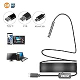 Cámara de Inspección 5,5mm 5M 3 en 1 USB / Micro USB / Tipo-C Cámara Inalámbrica Endoscopio Borescopio Semi-rígida HD Impermeable para PC Windows Mac, Android Smartphone Samsung Tableta con OTG y UVC
