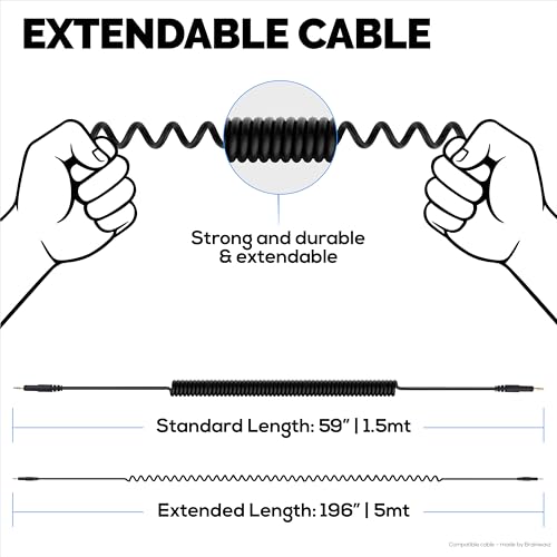 Cable auxiliar enrollado 3.5mm compatible Sony 1.5m a 5m miniatura 3