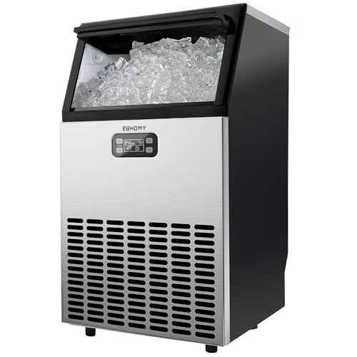 EUHOMY Commercial Ice Maker Machine, 100lbs/24H Stainless Steel Under Counter