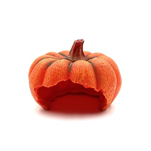 Shelltech Reptile Hideout Resin Aquarium Decoration Pumpkin House for Small Fish Shrimps Frogs Gecko Spider (Mini Pumpkin)