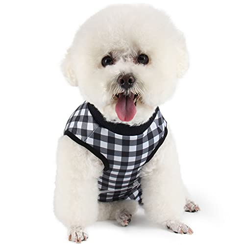 Image of Dog Surgery Suit - Female & Male Dog Onesie for Spay /Neuter Recovery - Black Plaid /Medium