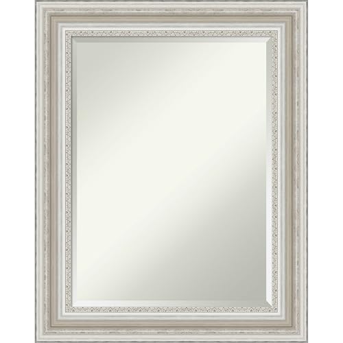 Image of Amanti Art Framed Vanity Mirror | Bathroom Mirrors for Wall | Parlor Silver Mirror | Wall Mounted Mirror | Medium Mirror | 29.50 x 23.50