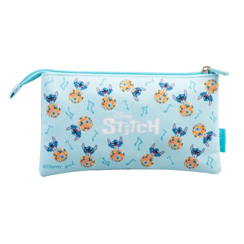 Grupo Erik 3 Compartment Pencil Case - Disney Stitch Stationery | School Pencil Case, Cute Makeup Bag, Back to School Supplies, Office Stationery Supplies | Stitch Gifts