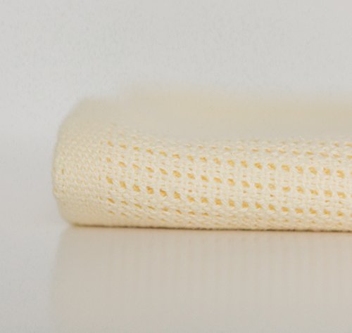 Image of Amazing Baby Cellular Blanket, Premium Cotton, Ultra Soft, Breathable, Cozy Gift for Baby Boys and Girls, Favorite Toddler Blanket, 44 x 44 inches (112 x 112 cm), Soft Yellow