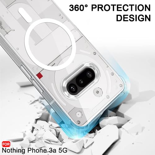 Image of TheGiftKart Shockproof Ultra-Hybrid Back Cover Case for Nothing Phone 3a 5G Compatible with MagSafe | 360 Protection | Crystal Clear Hard Back Cover Case for Nothing Phone 3a 5G (Transparent Bumper)