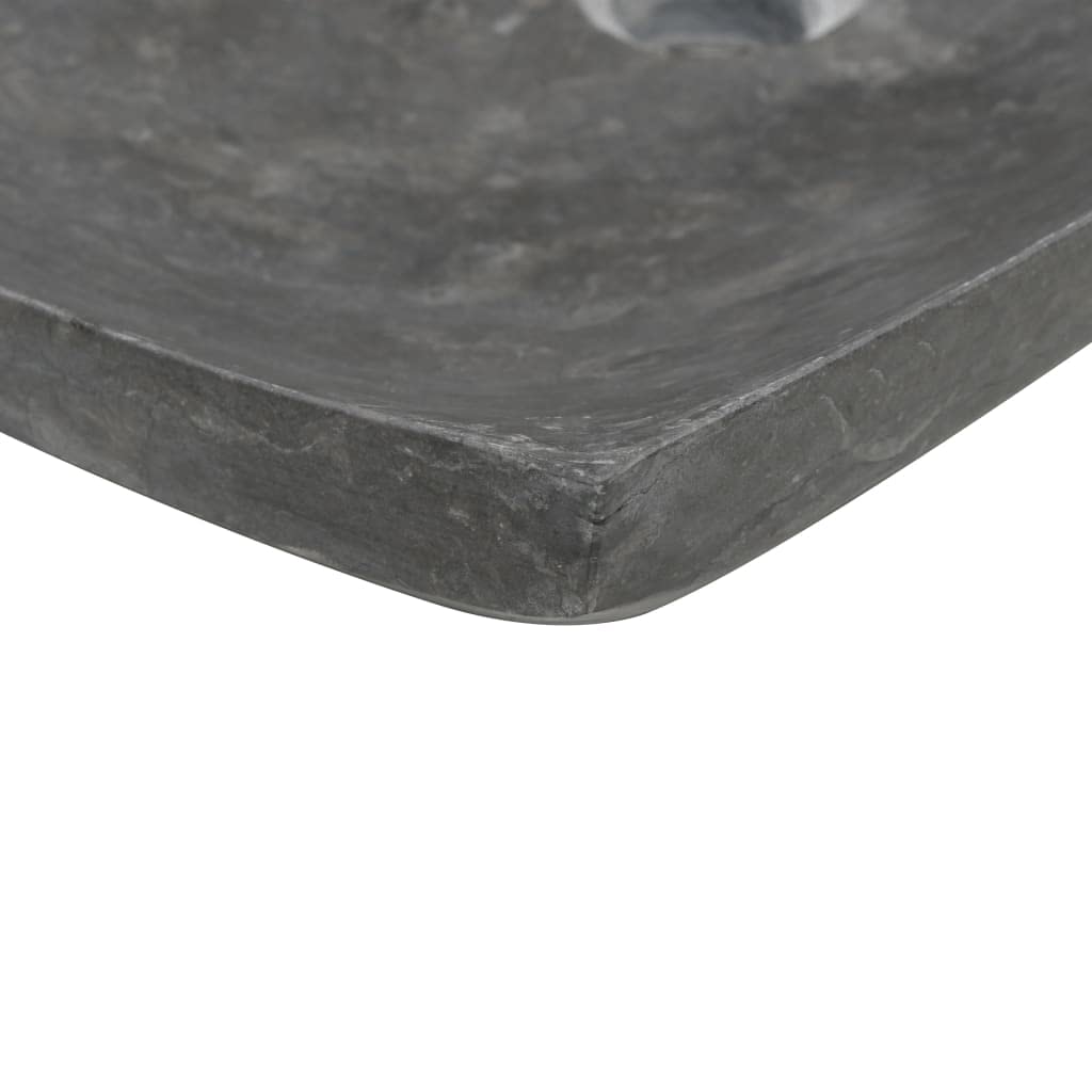 vidaXL Évier Pierre Naturelle Marbre Noir Lavabo Lave-Mains Vasque Toilette