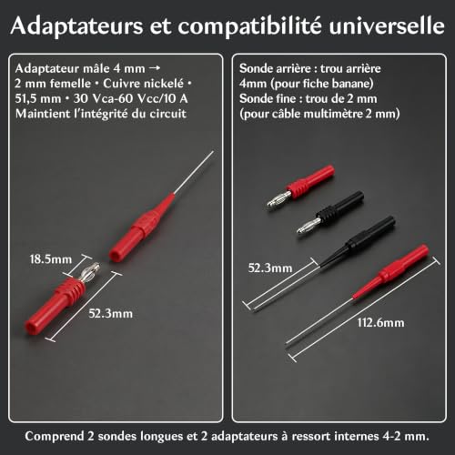 BOBOVAV 32 en 1 Câbles de Multimètre avec Sondes de Multimètre,40cm,5A – vue 4