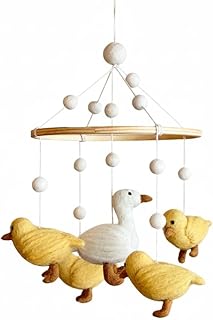 Handmade Felt Call Duck Nursery Mobile, Call Duck Crib Mobile for Boys & Girls, Nursery Decor, Natural Wool & Wood Hanging Mobile, Baby Shower Gift, Fair Trade & Handcrafted Crib Mobile from Nepal
