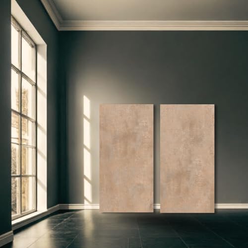 Carreaux effet pierre marron clair Béton beige mat 120 x 60 cm