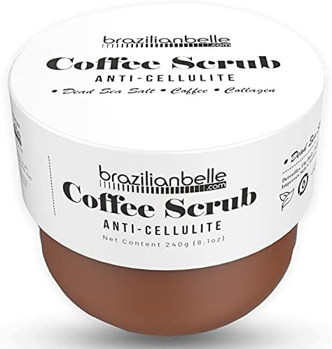 Brazilian Belle Exfoliating Coffee Scrub - Anti Cellulite Firming Body Scrub Infused with Natural Dead Sea Salt & Arabica Coffee (8.1 oz)