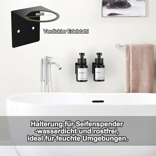 TEHEO Seifenspender Wandbefestigung Schwarz 250ml, Wandseifenspender Kleben oder Bohren, Seifenspender Bad Soap Dispenser, Spülmittelspender, Shampoo Spender für Dusche [2 Stück] 5