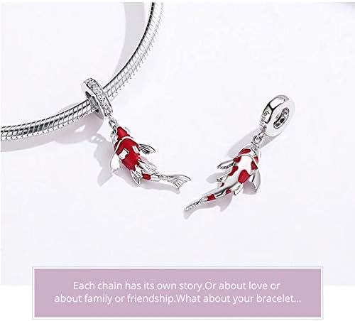 ToHa 925 Sterling Silver Carp Bead Charms,Good Luck Charms Cubic Zirconia Fish Animal Charm Koi Beaded Pendant for European Bracelet & Necklace,DIY Jewelry for Women - Image 5