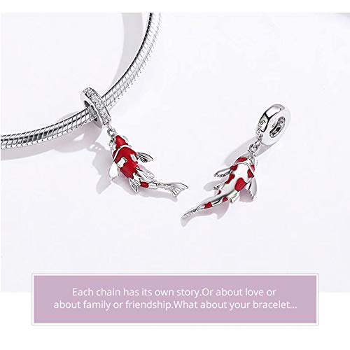 Toha 925 Sterling Silver Carp Bead Charms,Good Luck Charms Cubic Zirconia Fish Animal Charm Koi Beaded Pendant For European Bracelet & Necklace,Diy Jewelry For Women #TOP4