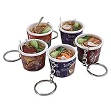 Hemobllo 5 Pcs Food Keychain - Cute Creative Instant Noodles Key Ring Cell Phone Charm Funny Bag Strap Pendant Simulated Mini Food Key Chains for Party Favours Xmas Gifts (Assorted Style)
