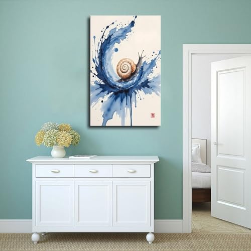 Impression sur toile escargot et vague de qualité premium