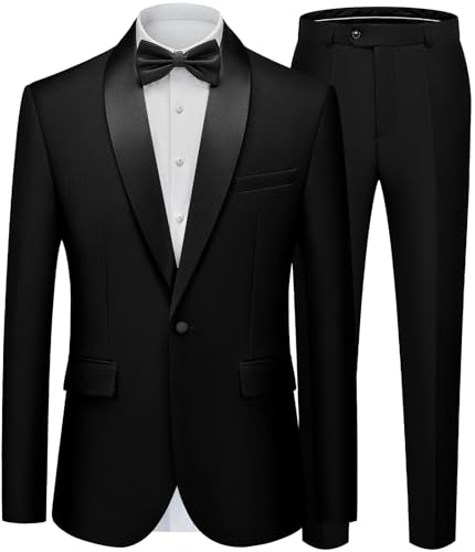 WEEN CHARM Mens Suits 2 Piece Slim Fit One-Button Wedding Tuxedo Suit Set | Notched Lapel Elegant Blazer Trousers Classic Fit Formal Wear Dress Suits for Prom Business Graduation Back to Scho product thumbnail 20