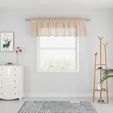 Beige Valance 14 inches Long Sheer Curtain Valance Living Room Bedroom Kitchen Voile Transparent Lin