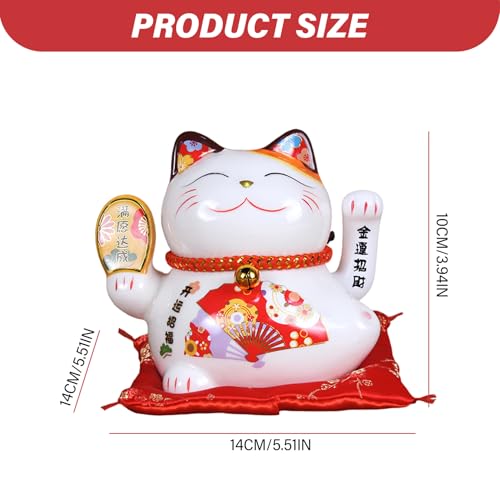 Chat de la chance chinois à bras ondulant 5,5 pouces pour décoration - 6