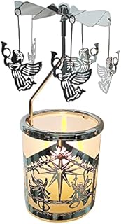 kingnero carousel candle rotary candle hodle spinning candleholder metal windmill rotation tealight Candlestick (silver angel)