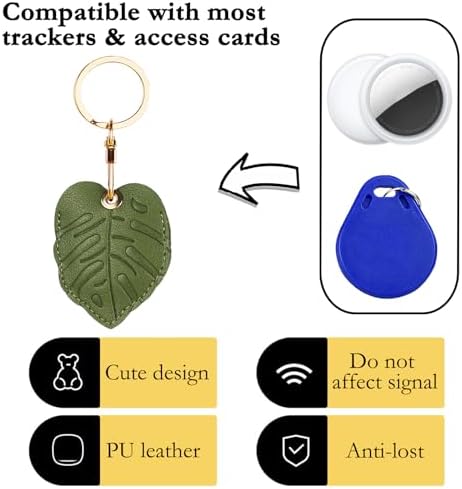 Leather Keychain Case Holder for Apple Air tag,Protective Air Tag Cover with Keychain Ring,Anti-Scratch Air tags Case for Keys，Bags