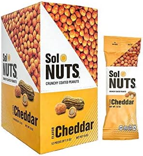 Crunchy Coated Peanuts, 12 Pack - 18 Ounces Assorted Flavors (Cheddar, Sriracha, BBQ, Mango Chili, Ranch) (Cheddar)